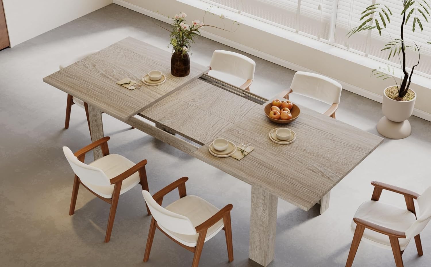 Extendable Dining Table 55-86 Inches Oak