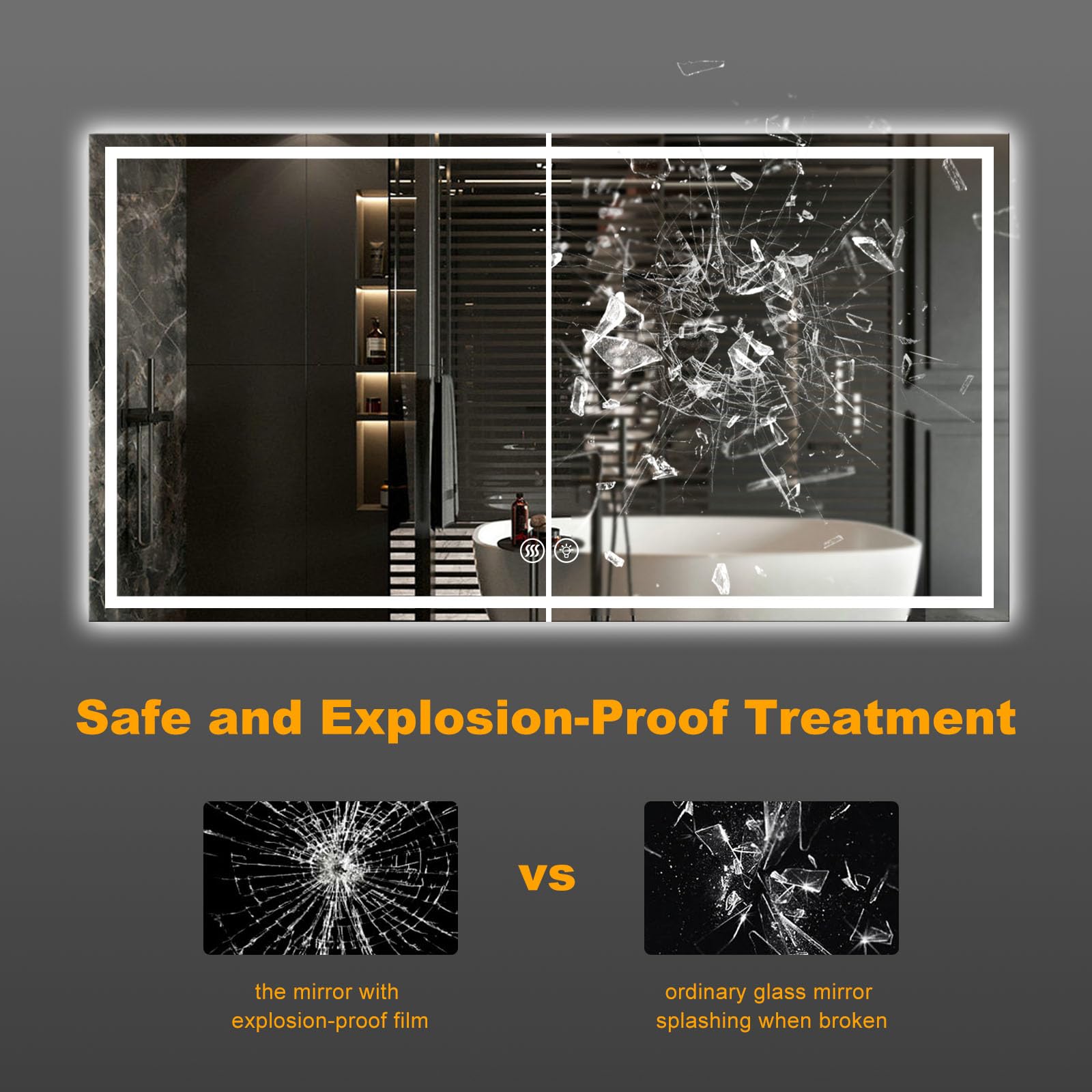 24x32 LED Bathroom Mirror with Anti-Fog & Memory Touch