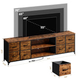 62.3" W Dresser for Bedroom,75" TV Stand Dresser with Charging Station and LED Lights,