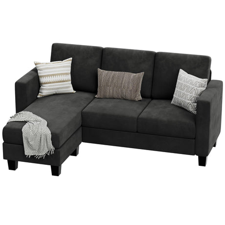 Sectional Sofa Couch 3 seat L-Shaped Sectional Sofa with Linen Fabric Ottoman Small