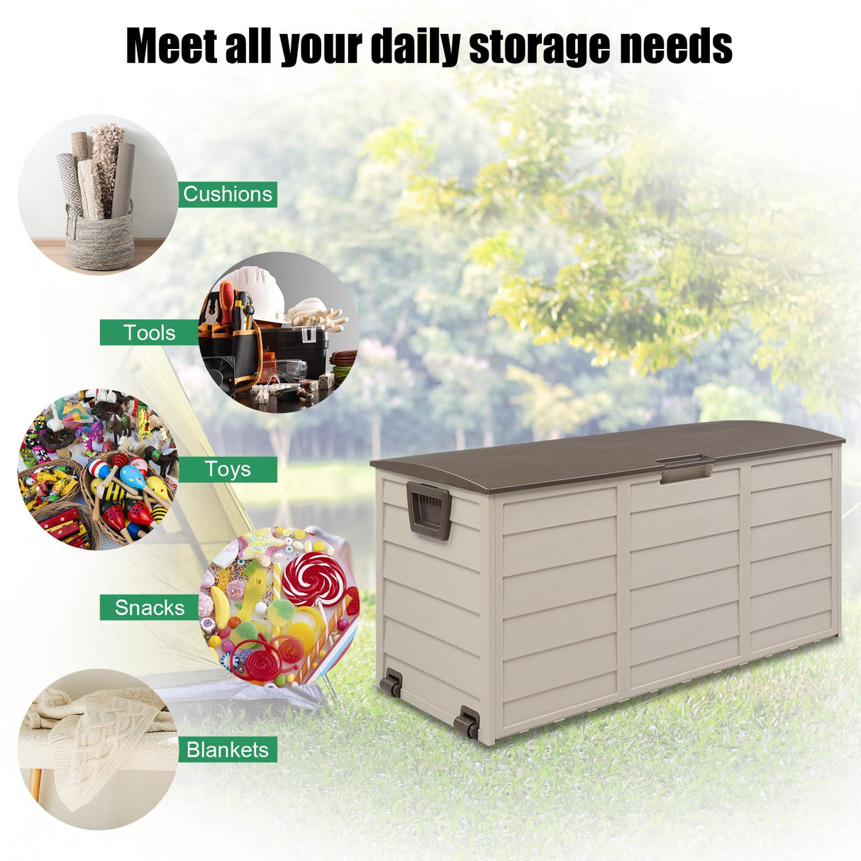 75 Gallon Outdoor Storage Box, Patio Deck Box Furniture