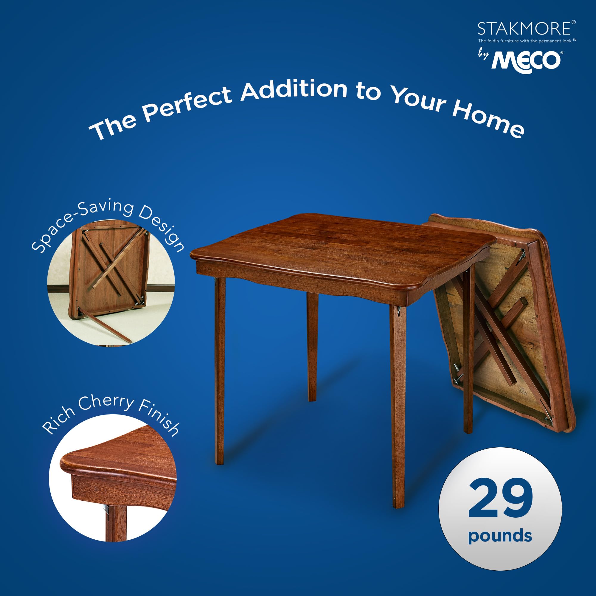 Stakmore Stylish Durable Versatile Square Solid Wood Scalloped Edge Compact Folding Traditional Card