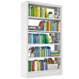 S71" Metal Bookshelf, 5 Tier White Bookshelf with Adjustable Storage Shelves