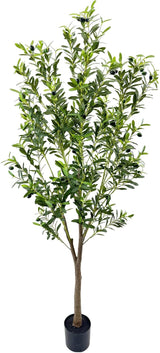 Artificial Olive Tree 6ft Tall Fake Potted Olive Silk Tree with Planter Large Faux Olive