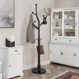 Wood Coat Rack Coat Tree Freestanding with Hooks, Heavy Duty Standing Coat Rack