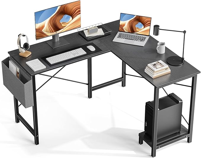 L Shaped Computer Desk Gaming Corner 50 Inch Writing PC Wooden Table