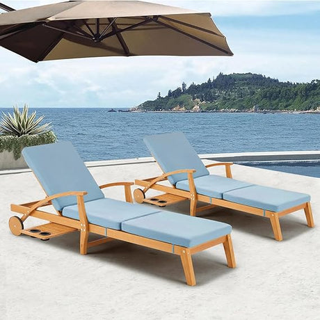 Wood Chaise Lounge Chair Outdoor, Patio Chaise Lounger Recliner