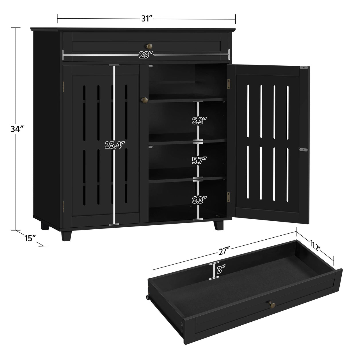 Shoe Cabinet Bathroom Storage Cabinet with 1 Drawer & Adjustable Shelf, Shoe