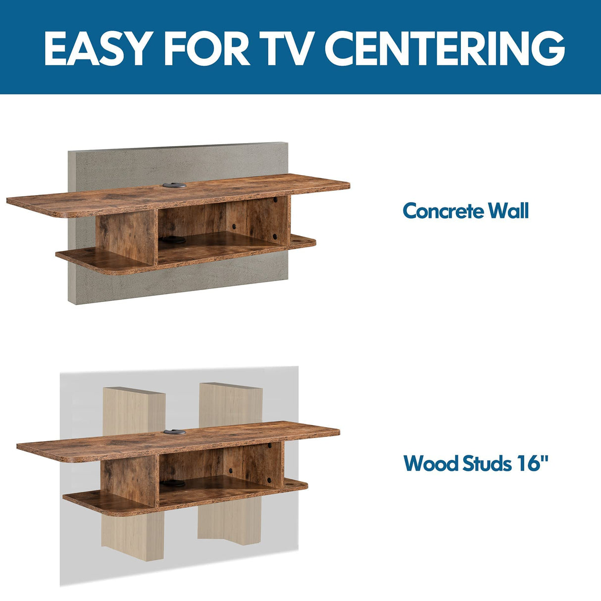 2-Tier Floating TV Shelf Wall Mounted, Modern Floating Entertainment Center Media