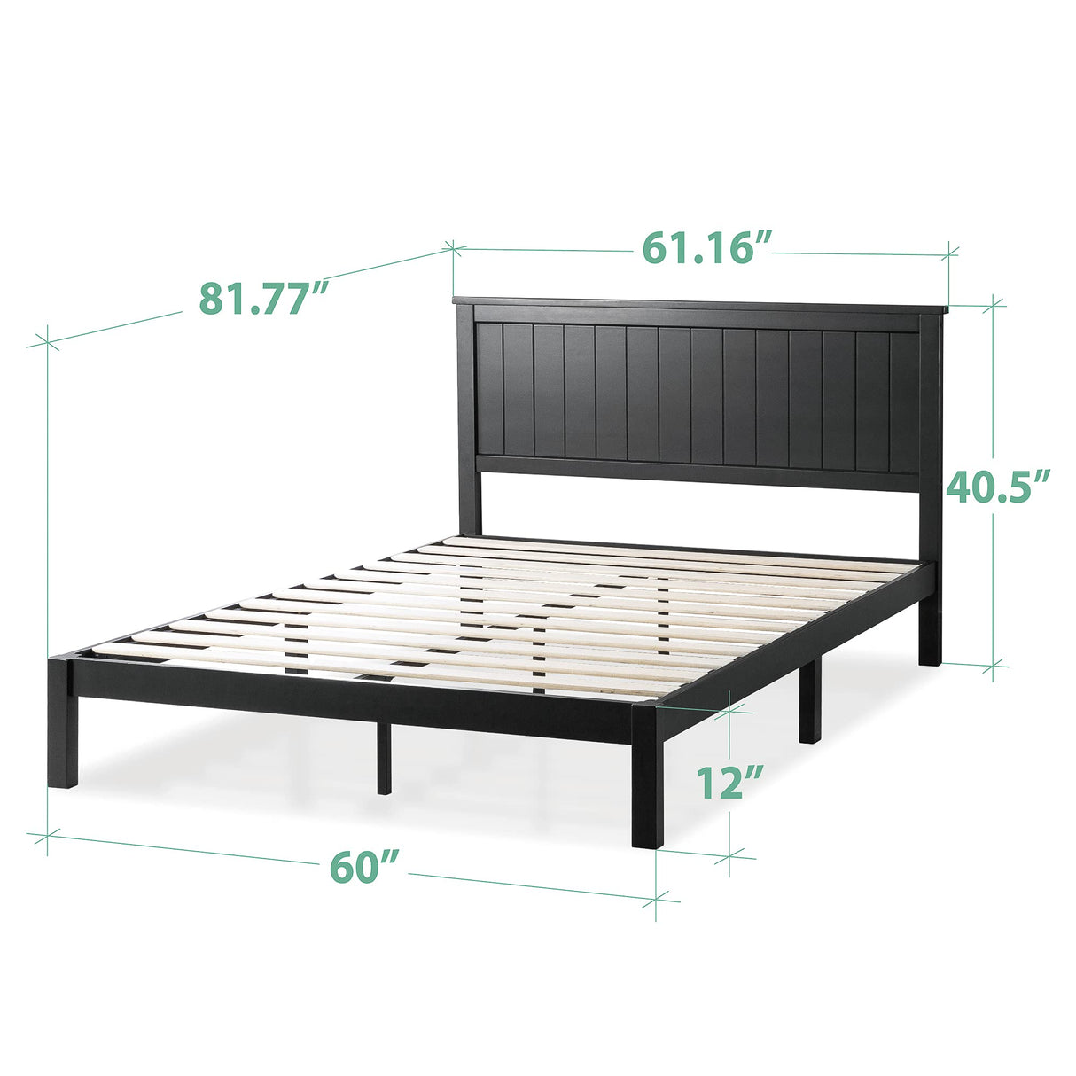 Cottage Style Platform Bed, Queen, Black