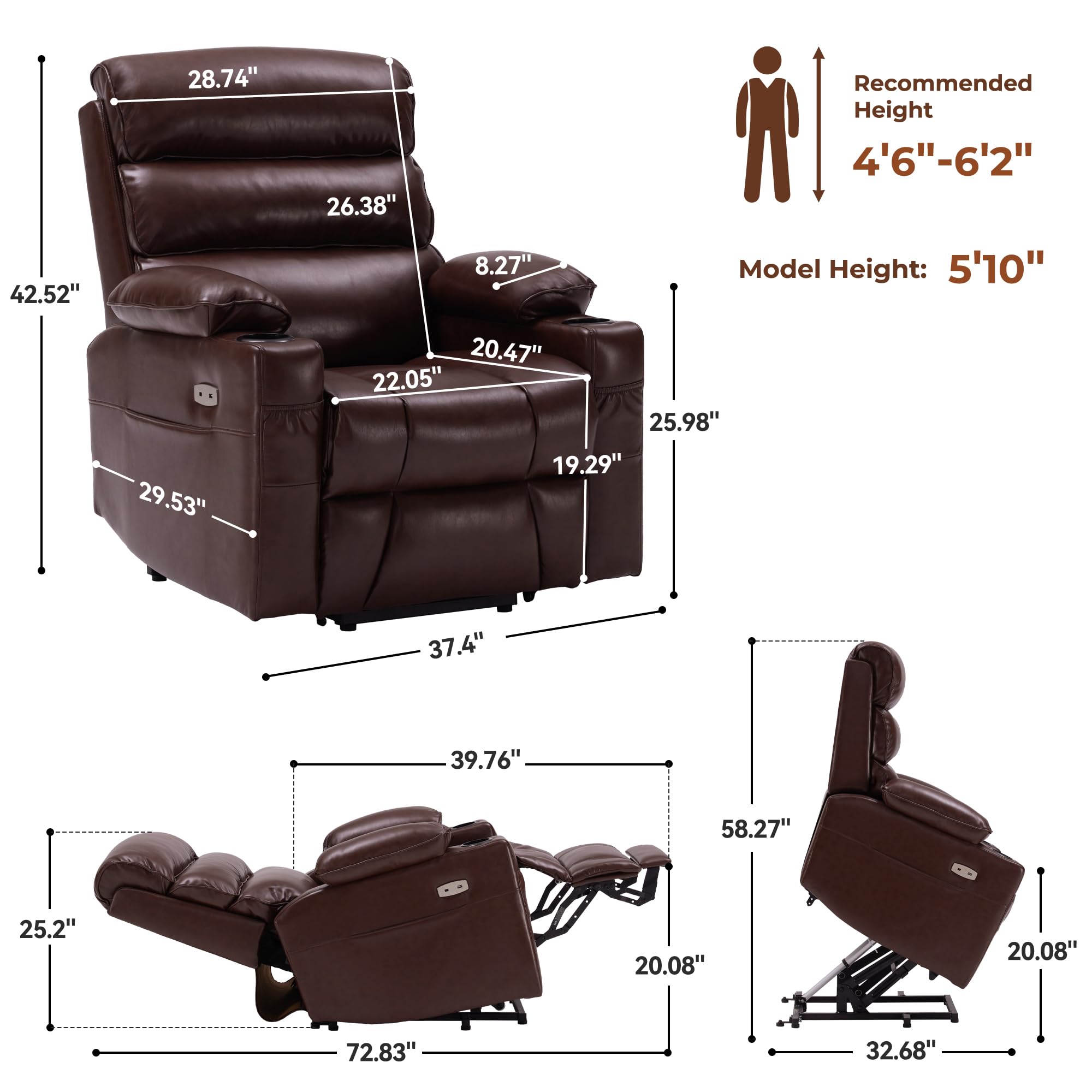 VivaRest Memory Power Recliner – Dual Motor, Heating, USB-C