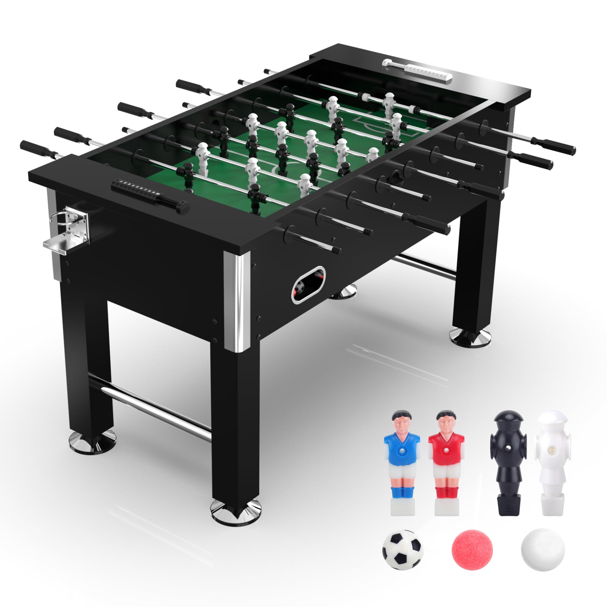 Heavy Duty 55" Foosball Table with 52 Players, 2 Cup Holders, 9 Balls