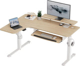 ERGONOMIC Standing Desk with Keyboard Tray, Computer Desk, 61" L Shaped Electric Adjustable Height