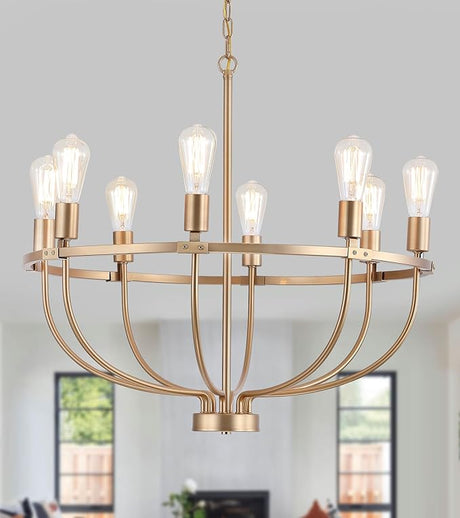 Large Farmhouse Wagon Wheel Chandelier,Black Industrial Round 12 Lights Dining Room