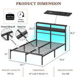Full Size Metal Bed Frame with RGB LED Lighting & Charging Station