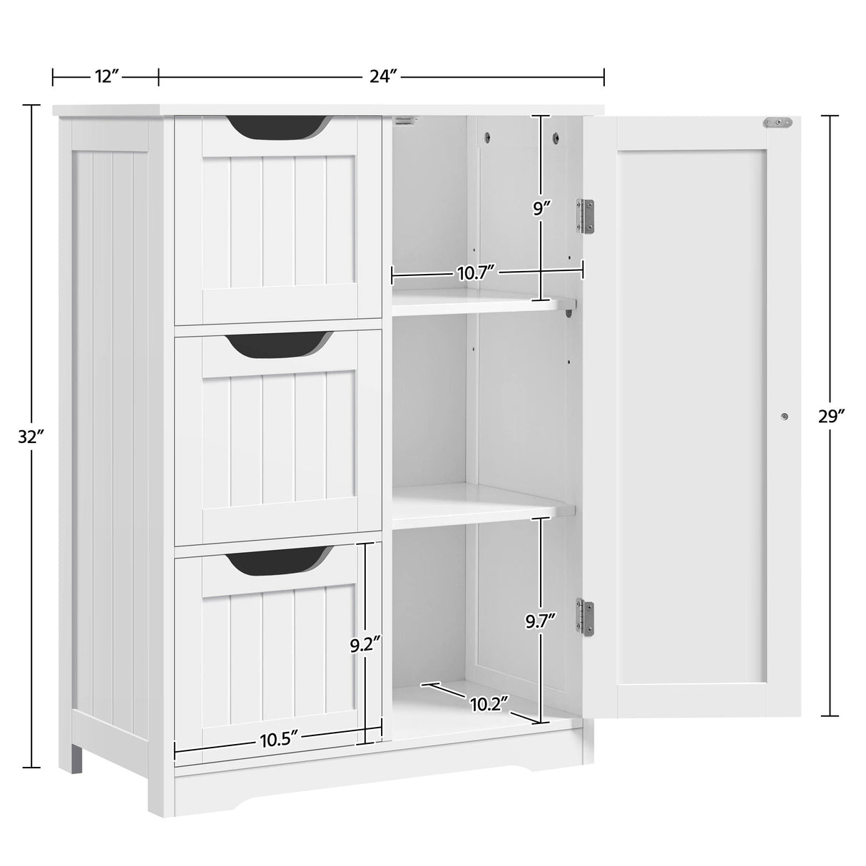 Bathroom Floor Storage Cabinet, Bathroom Freestanding Cabinet with 3 Large Drawers