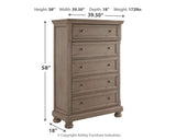 Lettner Traditional 5 Drawer Chest with Dovetail Construction, Light Gray