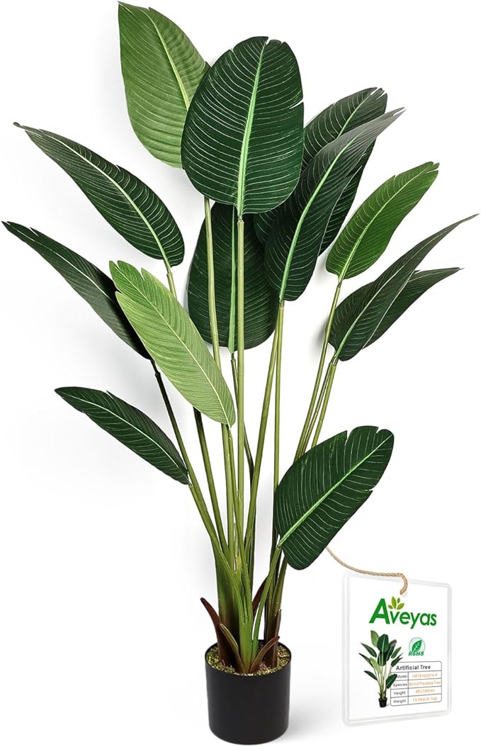 5ft Artificial Palm Tree for Home Decor, 5 Feet Faux Plant Fake Silk Tropical Kentia Areca