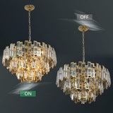 Crystal Chandelier Plated Gold Modern Round Chandeliers for Dining Room Bedroom