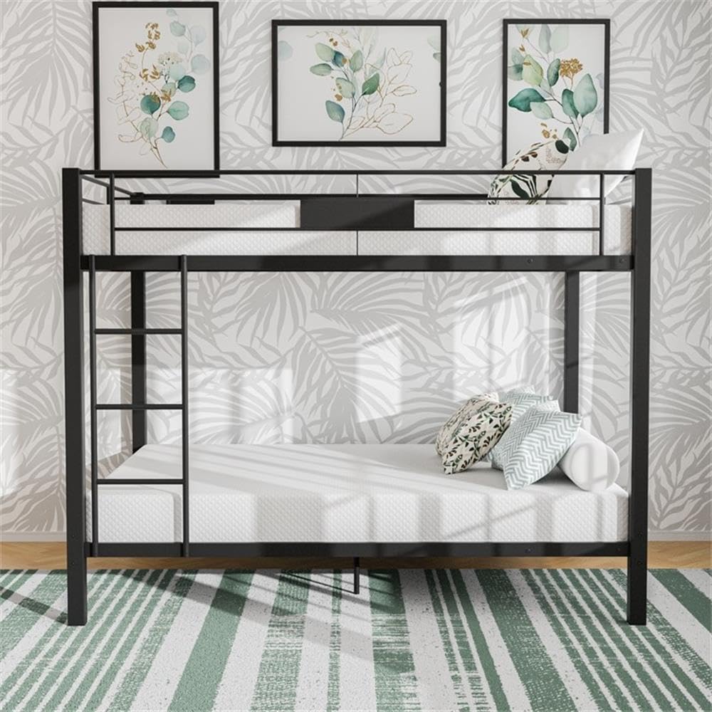 Rivell Metal Queen Over Queen Bunk Bed in Black