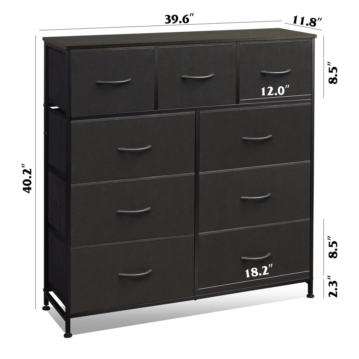 9-Drawer Dresser, Fabric Storage Tower for Bedroom, Hallway, Entryway