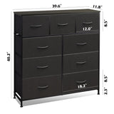 9-Drawer Dresser, Fabric Storage Tower for Bedroom, Hallway, Entryway