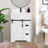 24’’ Inch White Bathroom Vanity Set - MDF+Metal Construction, with Sink