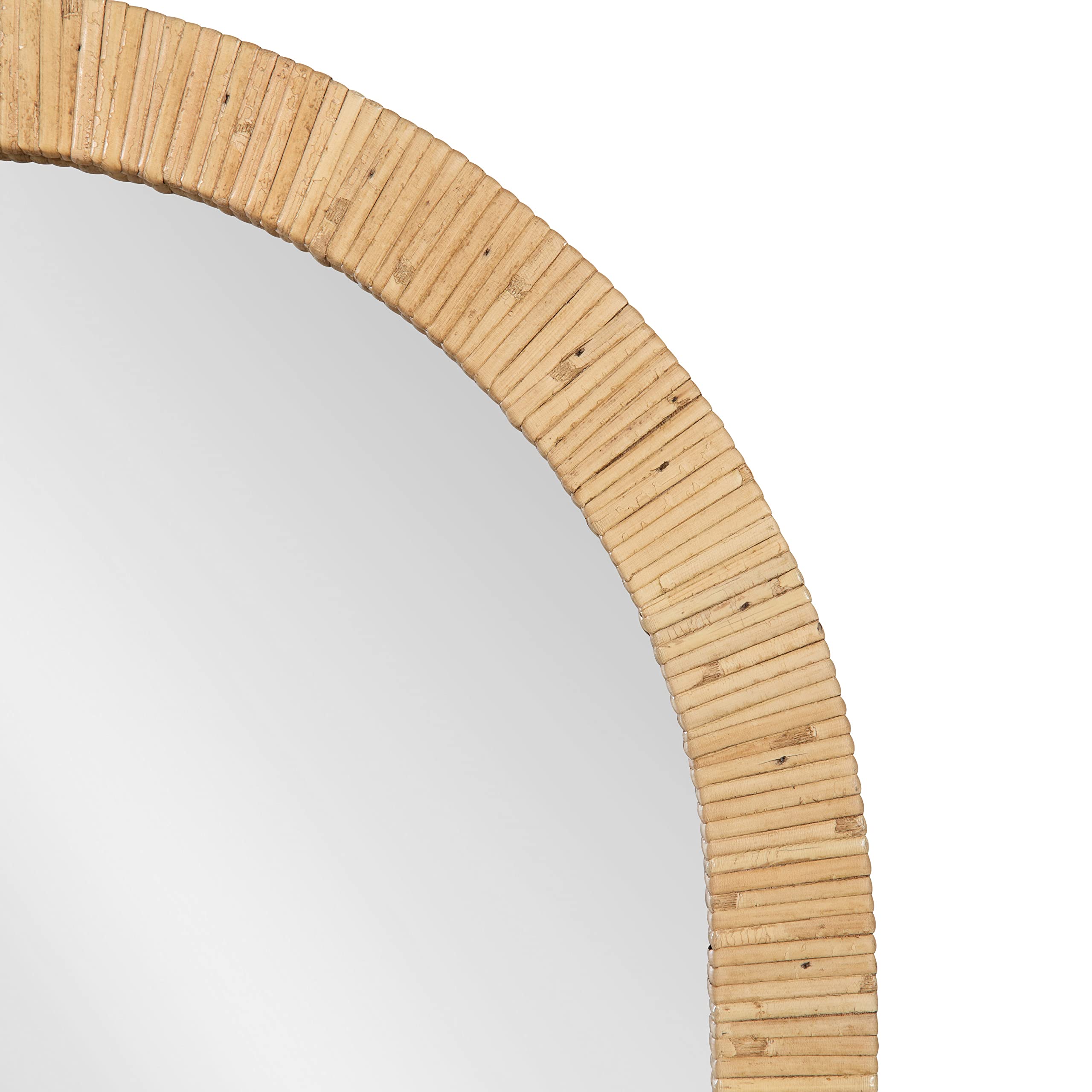 Rahfy Boho Arch Rattan Mirror, Natural Wood, Decorative Wooden Mirror