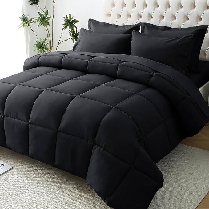Queen Comforter Set, 7-Piece Bed in a Bag Queen, Ultra-Soft Comforters Queen Size