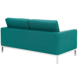 Loft Upholstered Fabric Mid-Century Modern Loveseat In Teal