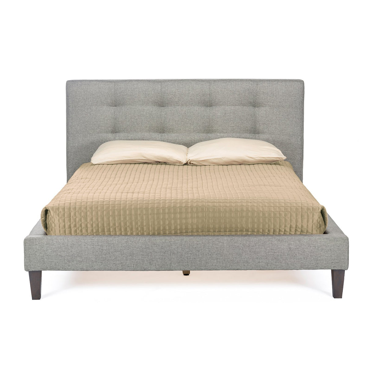 Quincy Linen Platform Bed, Full, Grey