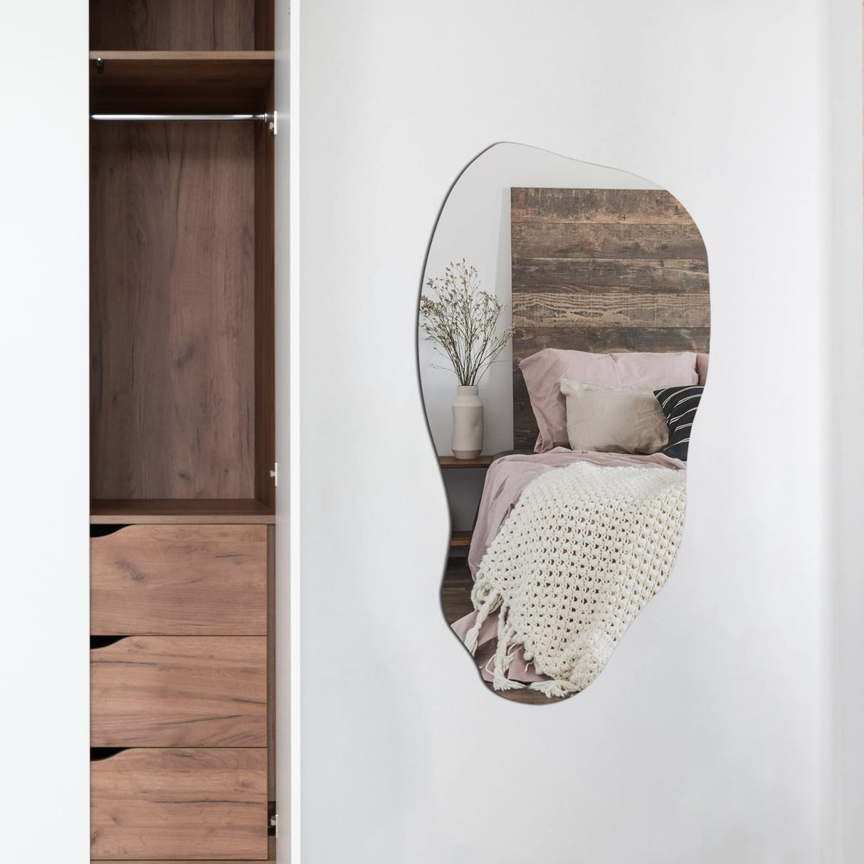 Irregular Asymmetrical Wall Mirror for Living Room Bathroom Entryway, Modern Decorative Mirror