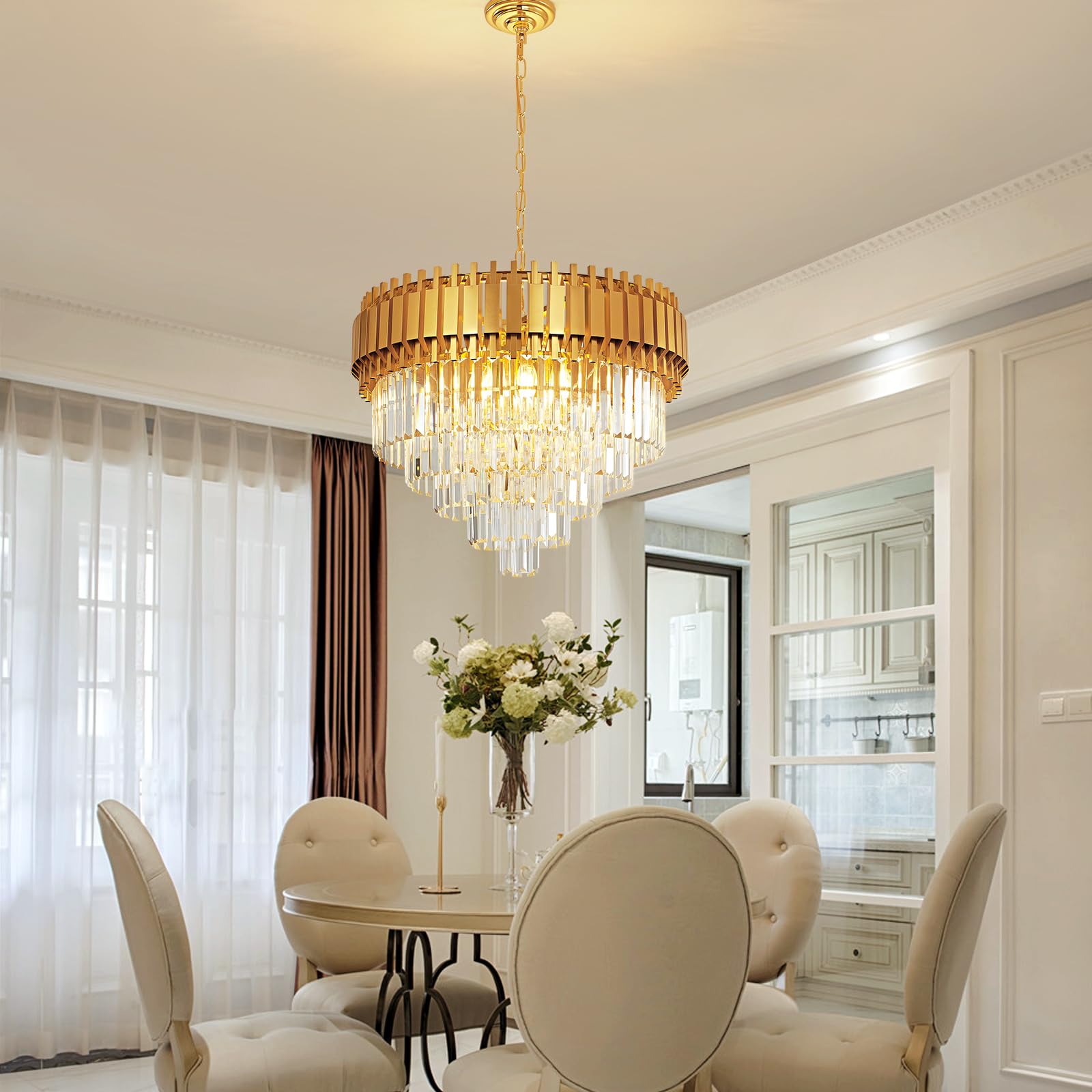 Modern Crystal Pendant Light Luxury Gold Crystal Chandelier Lights 5