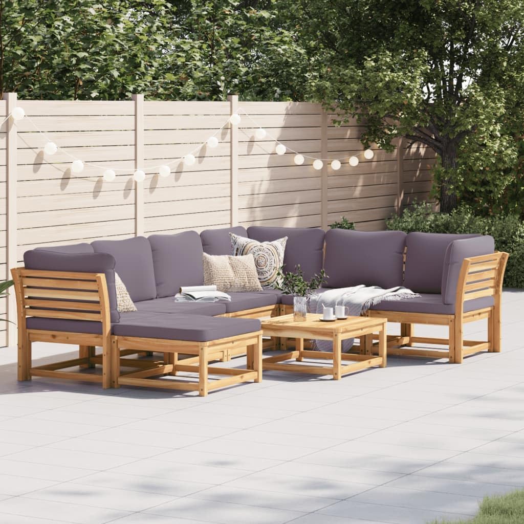 vidaXL Patio Lounge Set 8 Piece Acacia Wood with Cushions for Garden/Patio, Dark Gray