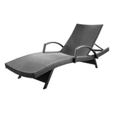 Outdoor Wicker Armed Chaise Lounge, Grey