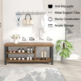 Modern Wood Storage Bench for Entryway Hallway, Industrial Indoor Shoe Rack Bench Seat for Living Room Bedroom,