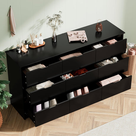 9 Drawer Black Dresser for Bedroom with Deep Drawers, Large Dressers