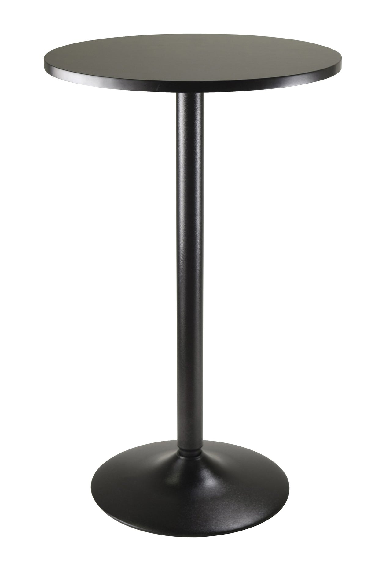 Obsidian Pub Table Round Black Mdf Top with Black Leg And Base - 23.7-Inch Top