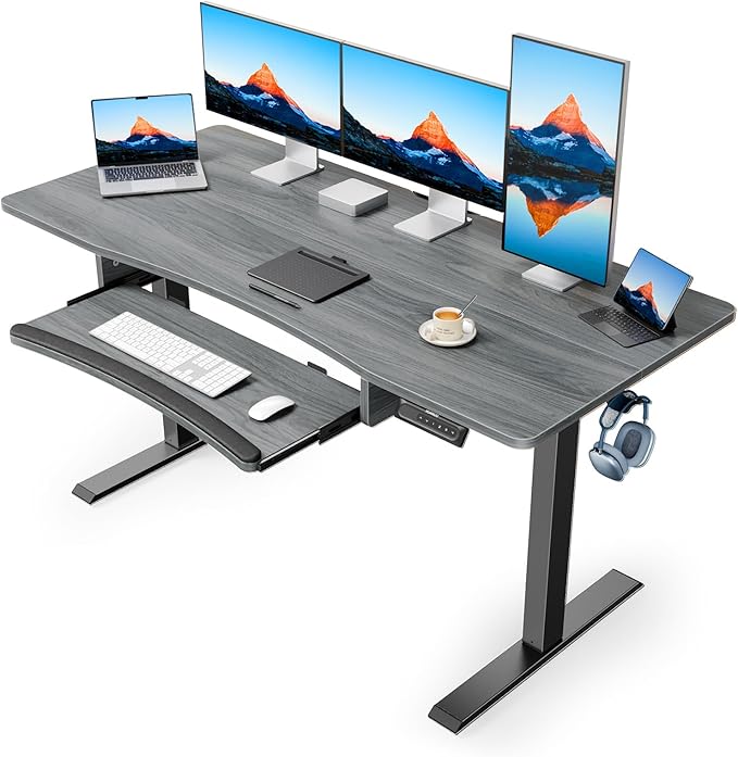 48" x 24" Electric Standing Desk with Large Keyboard Tray(26.7"), Adjustable Height Stand Up Desk for Home Office