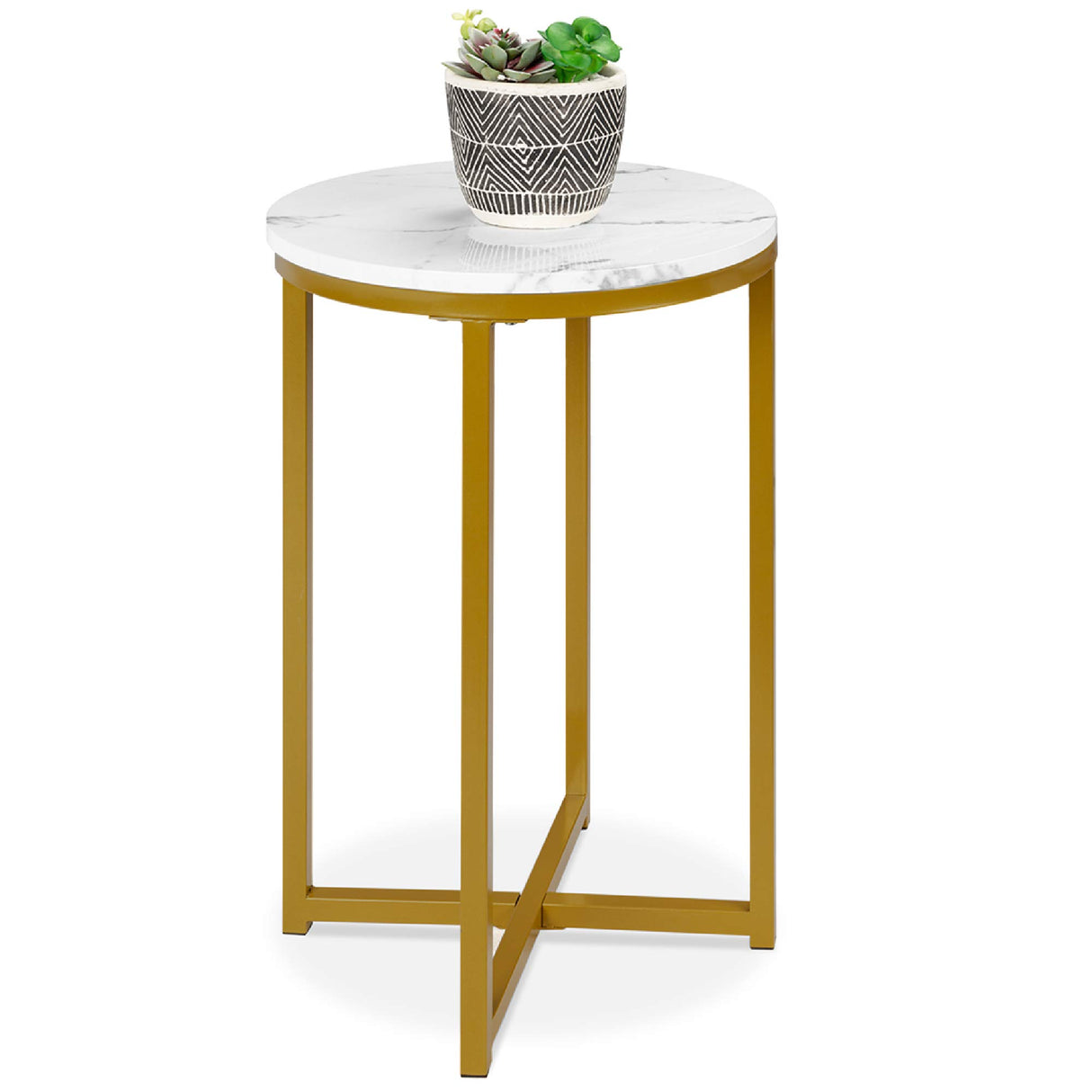 Best Choice Products 16in Faux Marble Accent Table, Modern End Table, Small Coffee Table