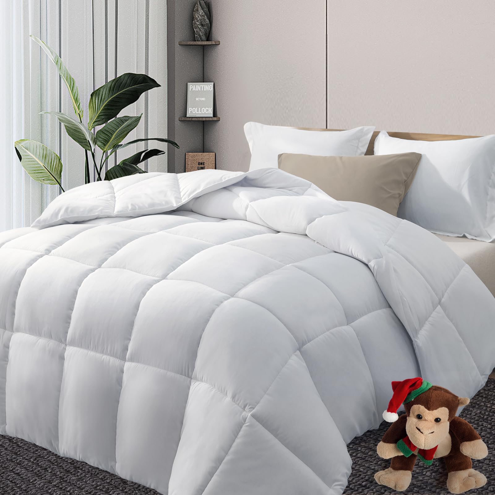 Comforters Queen Size, Duvet Insert,White Stripe All Season Duvet