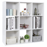 9 Cube Storage Organizer Wooden Display Shelf W/ 5 Removable Back Panels, Customizable Bookcase Bookshelf for Home, Office, Bedroom and Living Room (White)