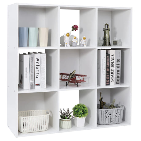 Cube Storage Organizer Shelf with 5 Removable Back Panels Freestanding 3-Tier Open Wood Bookshelf for Home, Office, Bedroom, Living Room, White