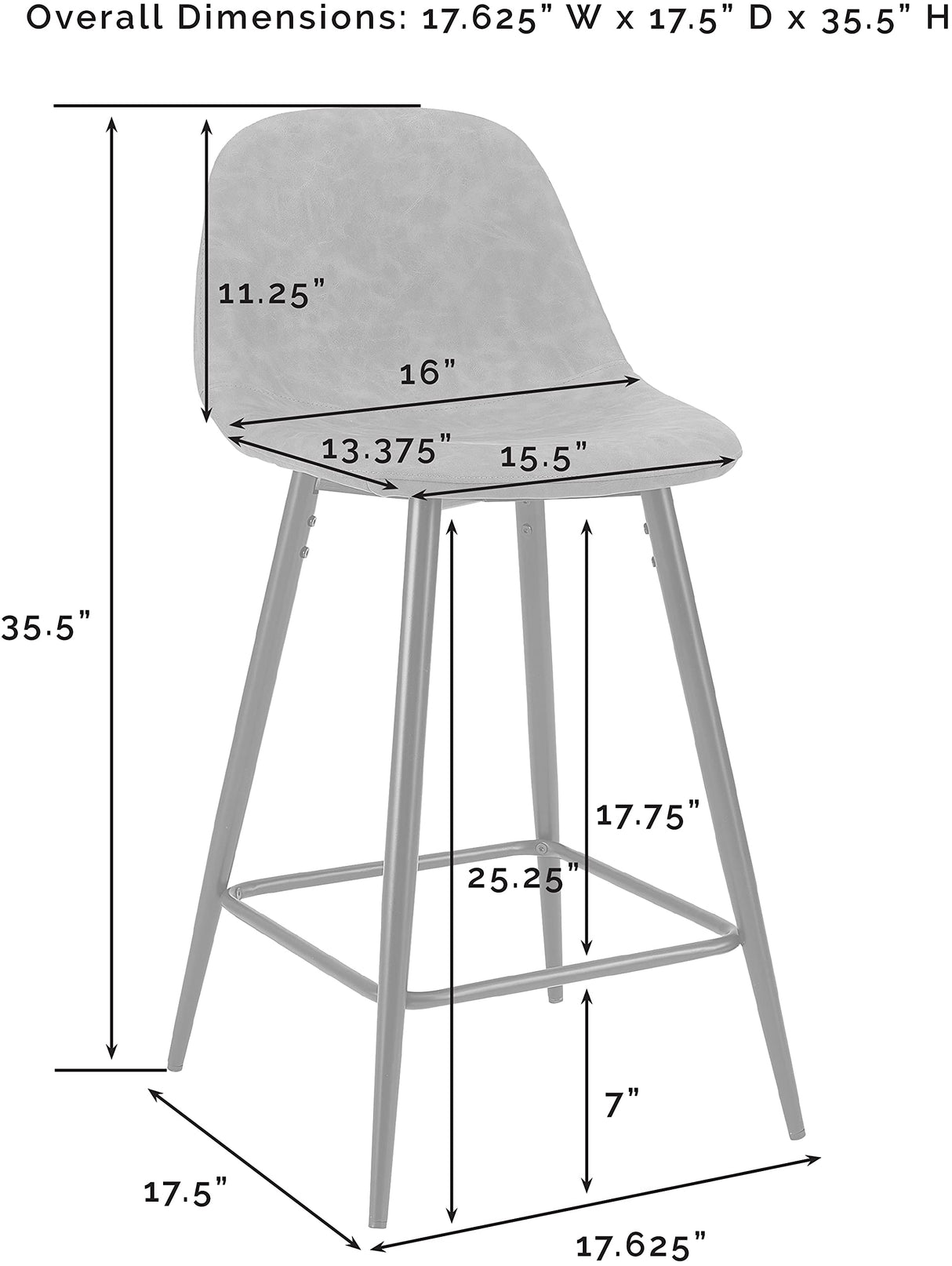 CF501625-GY Weston Counter Stool (Set of 2), Distressed Gray/Matte Black