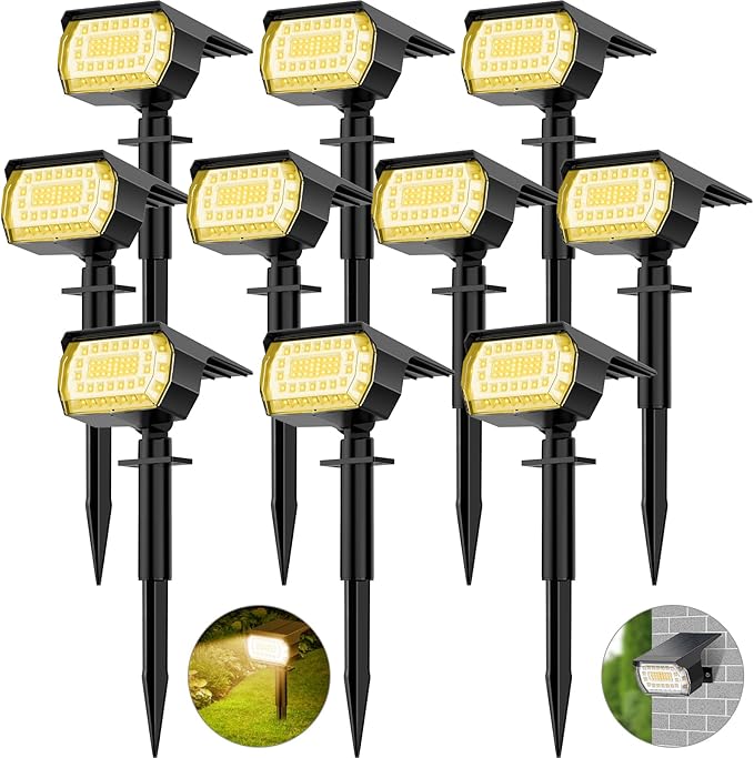 Solar Spot Lights Outdoor, [57 LED/6 Pack] Solar Lights Outdoor IP65 Waterproof