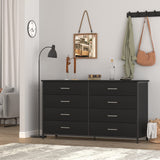 8 Drawer Dresser for Bedroom, Industrial Wood Dresser Wide 8 Chest of Drawers,