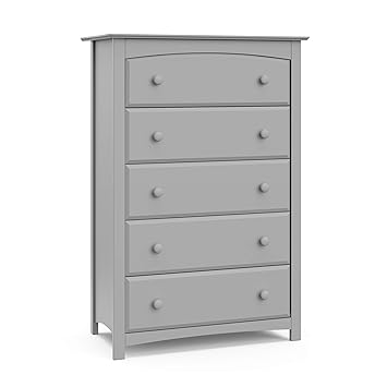 Kenton 5 Drawer Dresser (White) for Kids Bedroom, Nursery Dresser Organizer