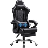 Gaming Chair, Computer Chair with Footrest and Massage Lumbar Support, Swivel Seat