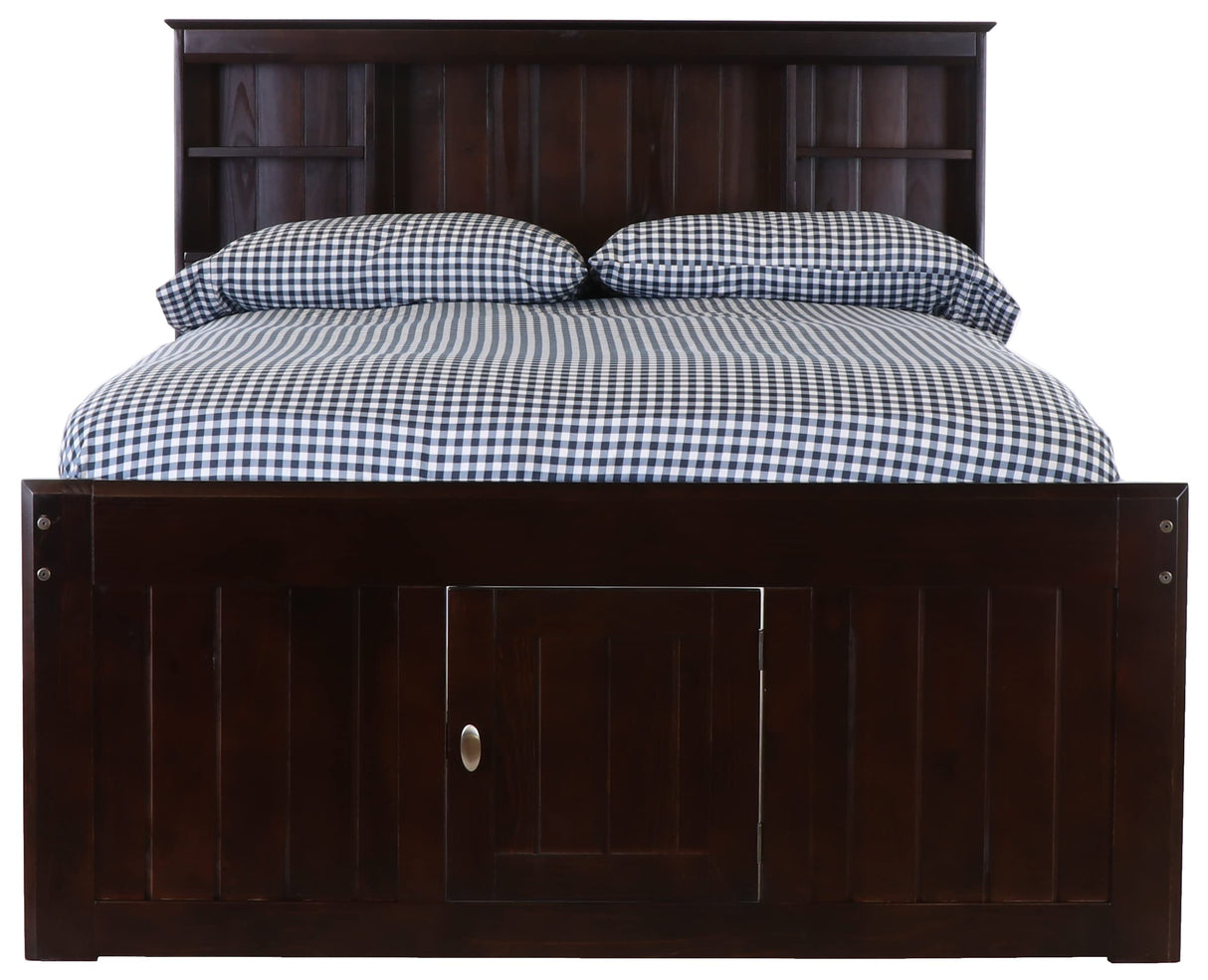 Model 82921K6-22 Full Size Bookcase Bed with Six Drawers in Dark Espresso