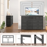 Dresser for Bedroom TV Stand for 55” TV, Entertainment Center with 10 Drawers